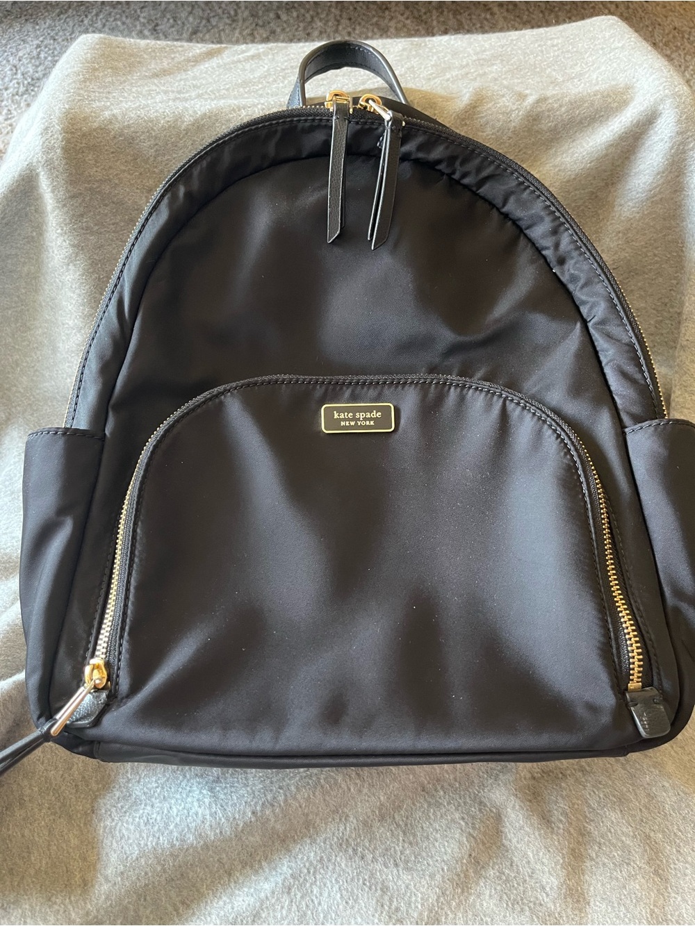 Kate Spade Dawn Black Medium Nylon Backpack with Gold Hardware